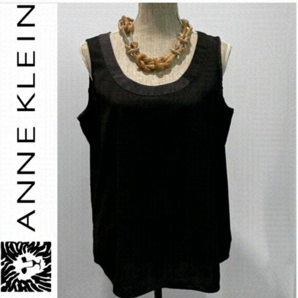 Annie Klein Black Relax Fit Tank Top SZ Large​​​​​​​ - Picture 2 of 11